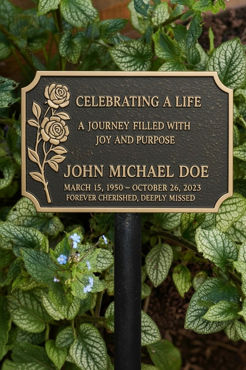 Luxury Rose Personalized Memorial Plaque