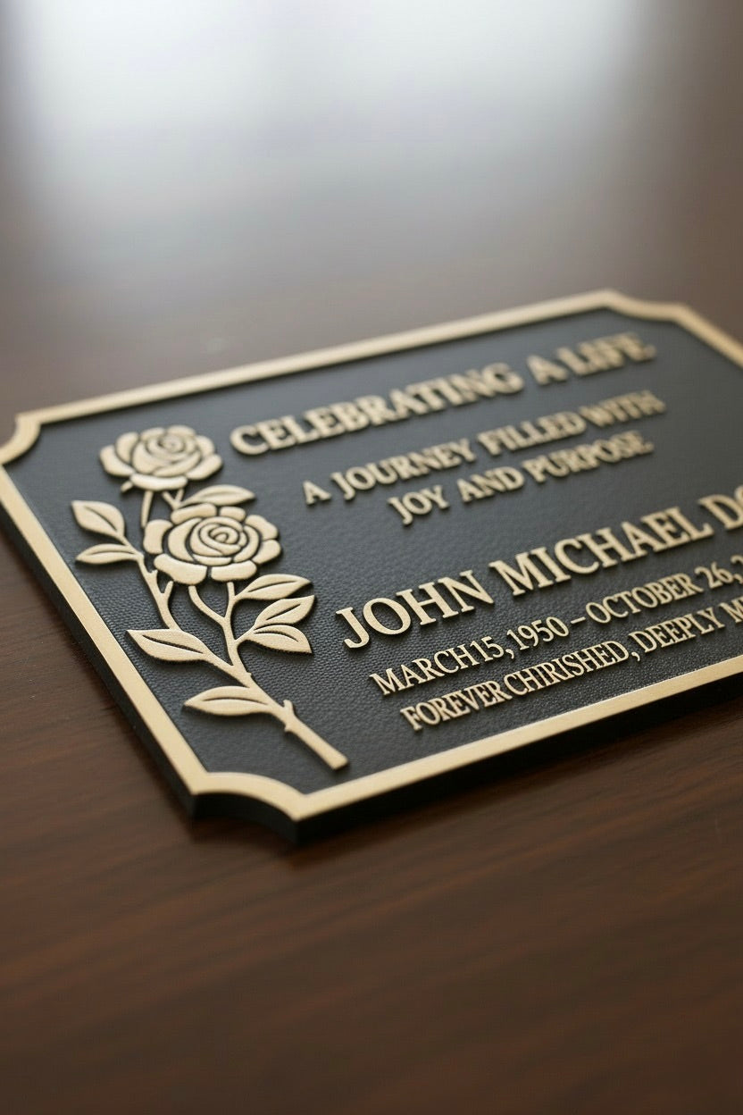 Luxury Rose Personalized Memorial Plaque