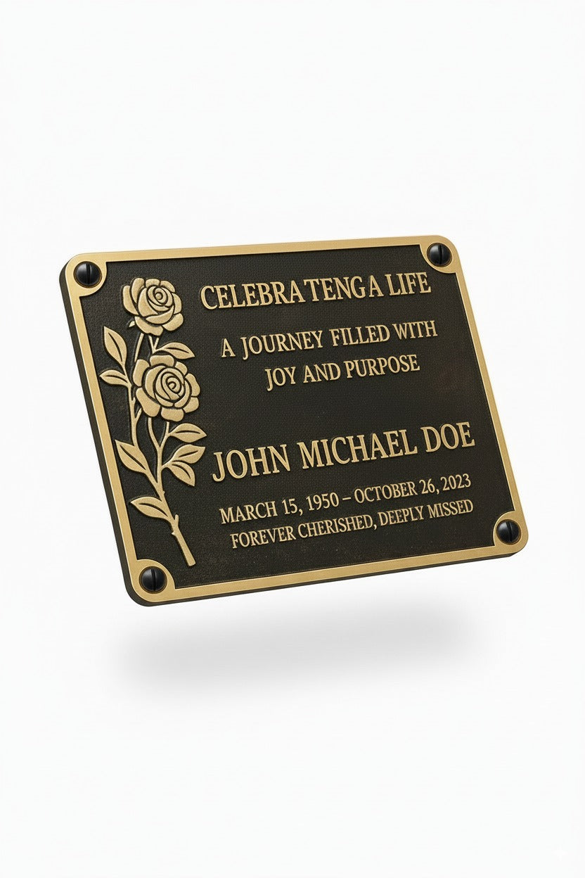 Luxury Rose Personalized Memorial Plaque